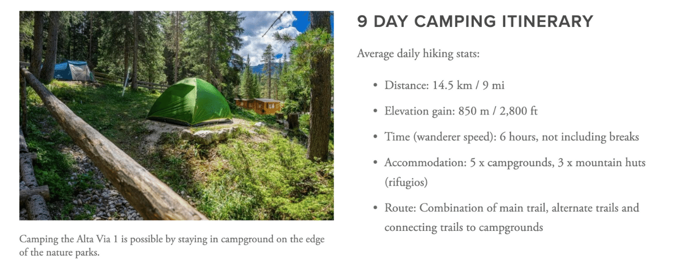 9 Day Camping Itinerary