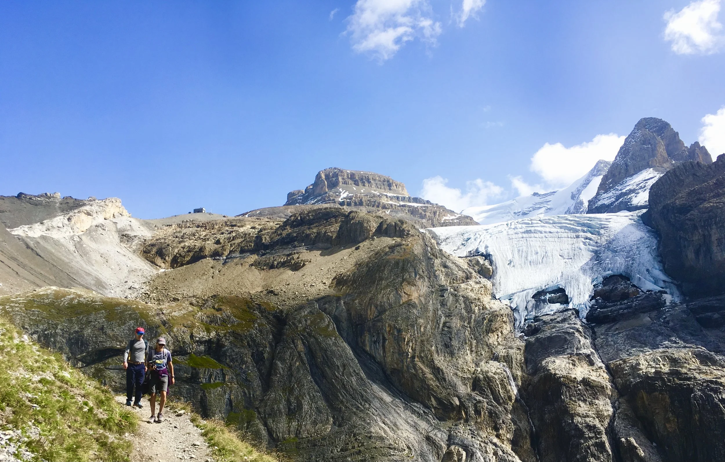 Mountain trail descending from Hohtürli Pass in the Bernese Oberland