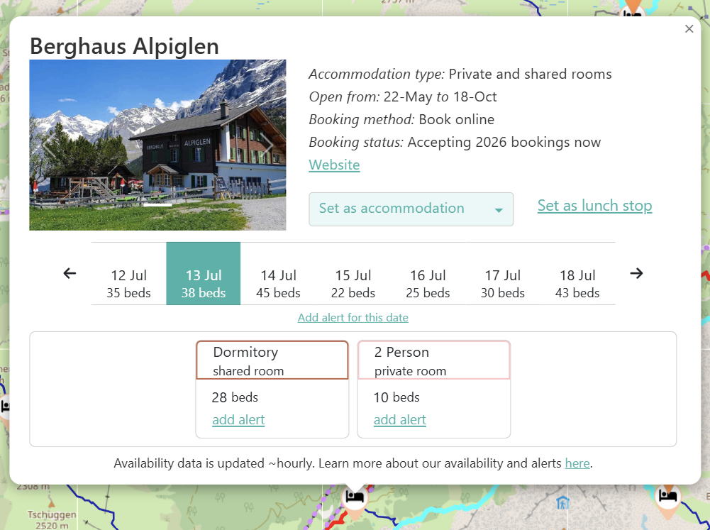 Berghaus Alpiglen accommodation availability