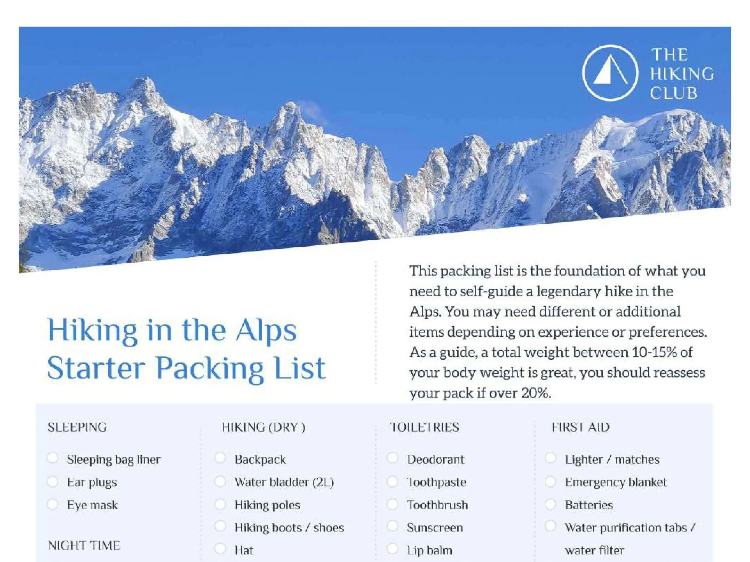 Packing list for tour du mont blanc - Viajessindestino.com