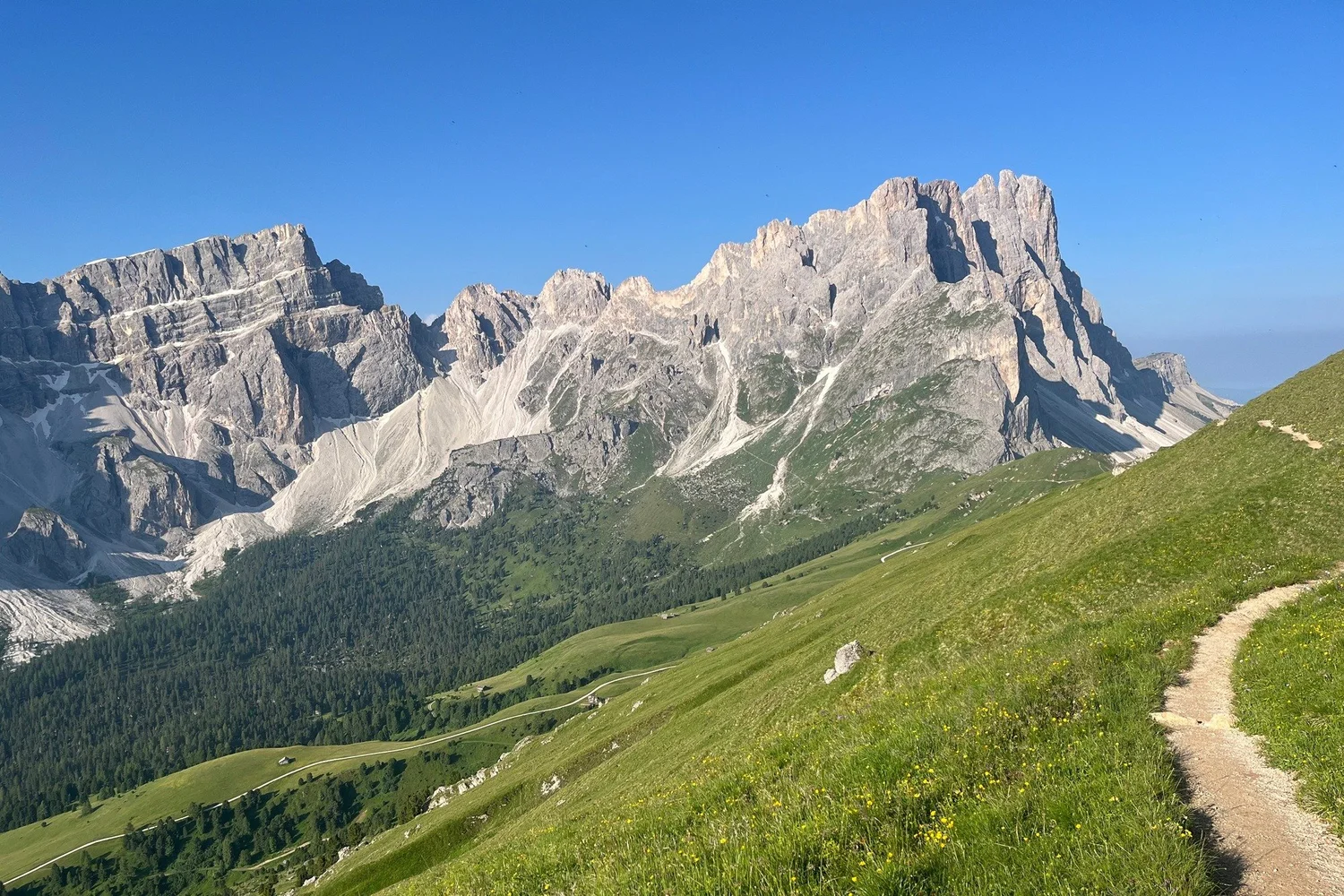 Mountain trail through the Puez-Odle group on the Alta Via 2