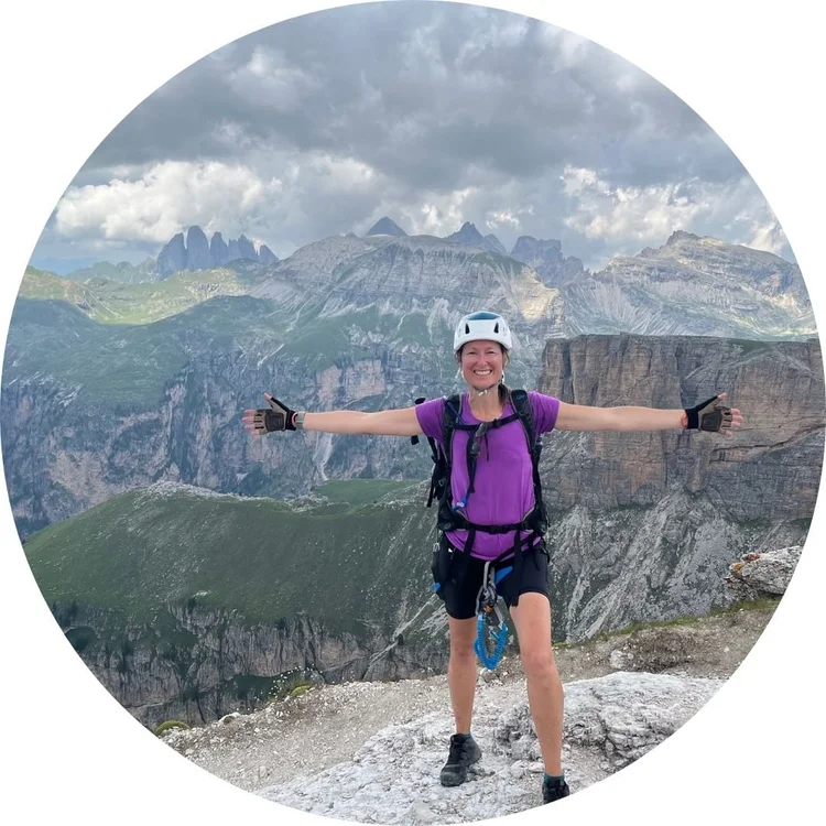 Susan Perry hiking Alta Via 2 in the Dolomites