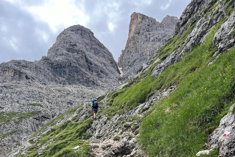 Mountain terrain south of Passo San Pellegrino on the Alta Via 2