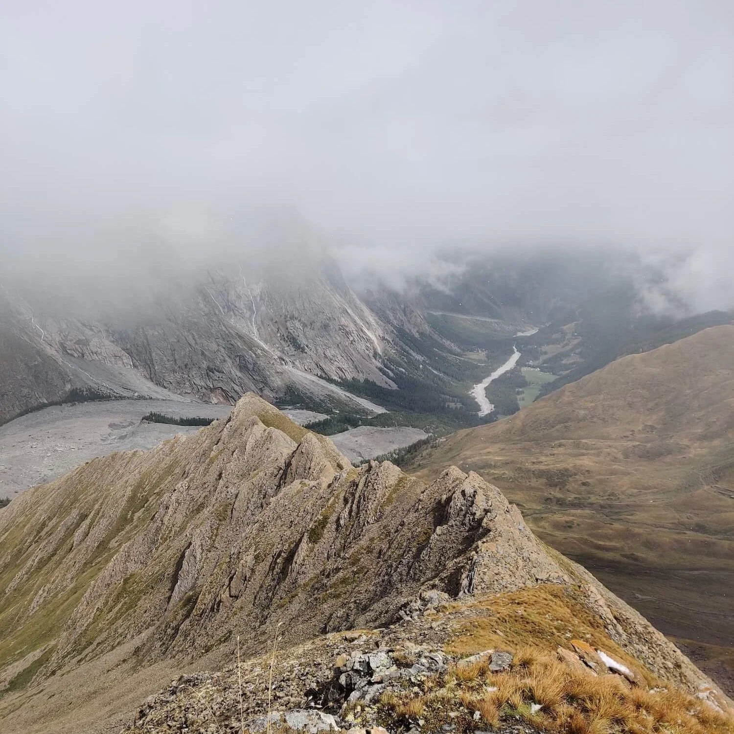 View across Val Veny from the Mont Fortin alternative route