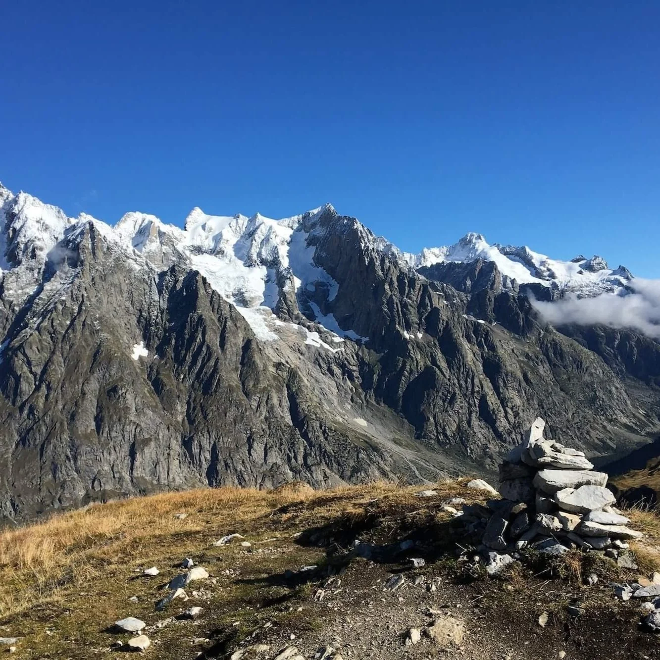Mountain trail across the Col Sapin TMB alternative route