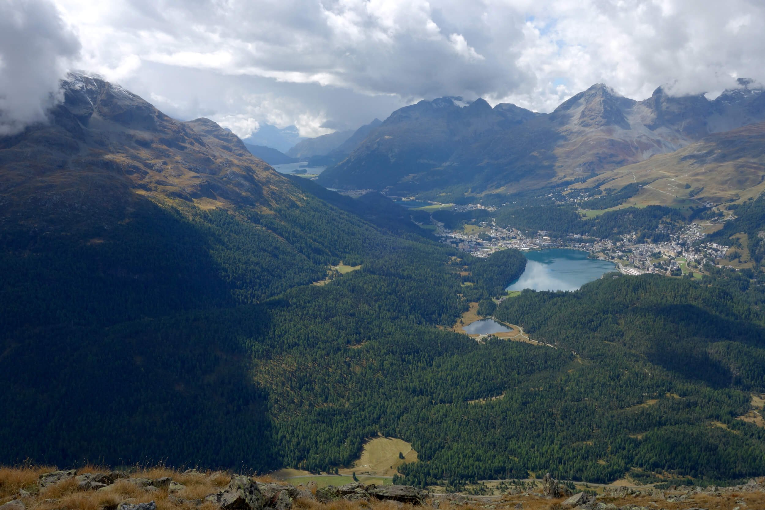 The view of the Engadin from Paradis Hütte