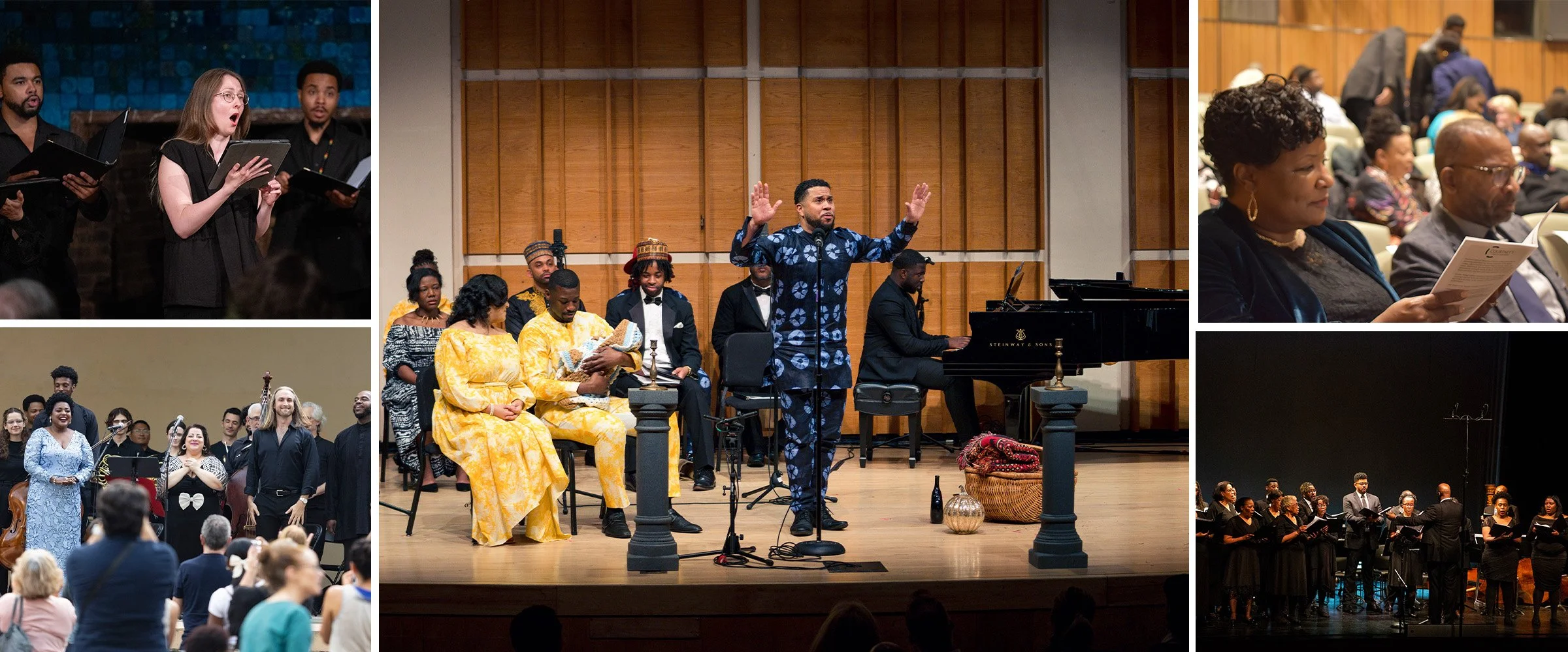 Collage of CSOT performances featuring singers, conductors, instrumentalists, and audiences.