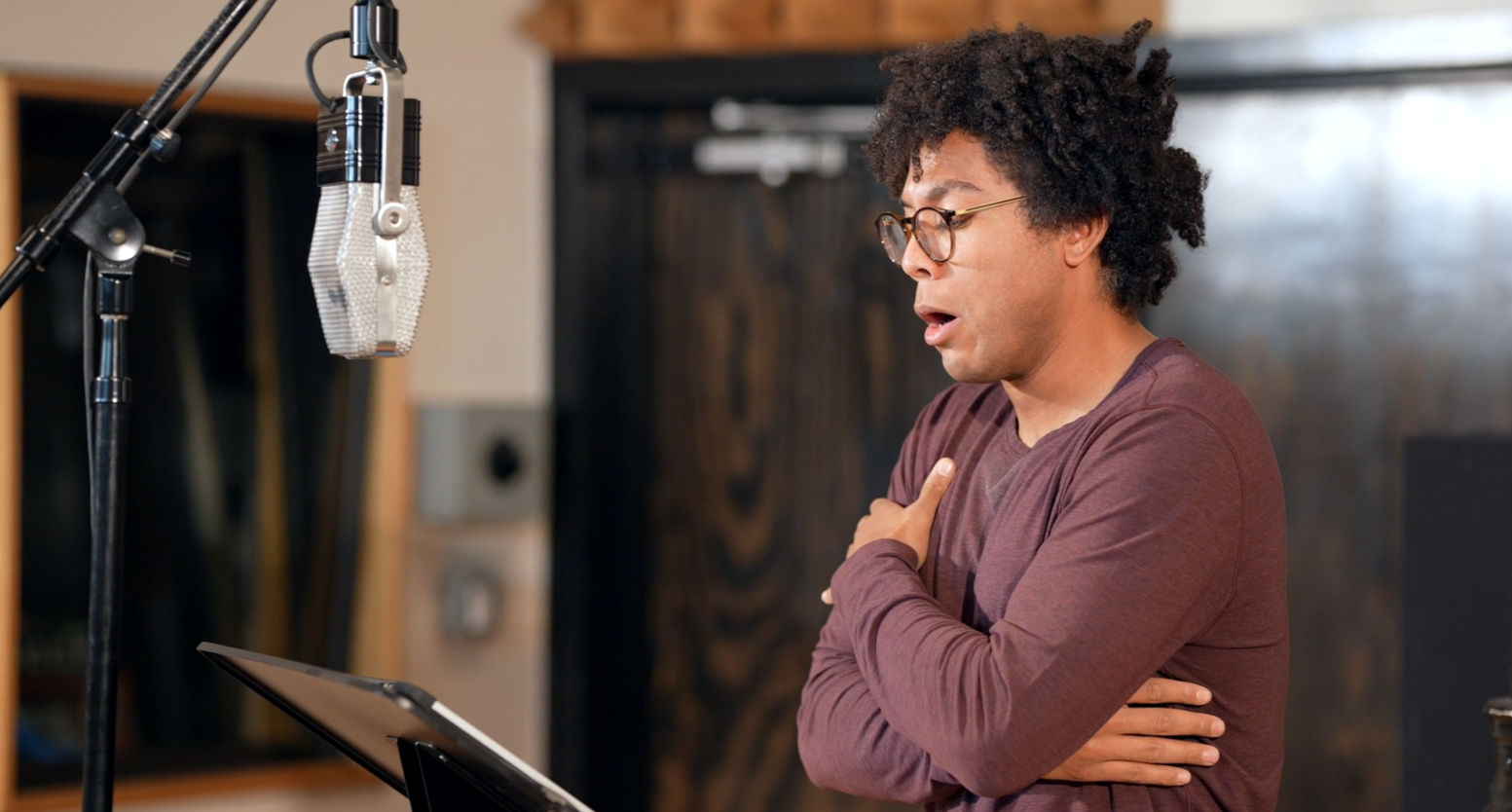 Justin Austin recording for Courtney’s Stars of Tomorrow’s I Wanna Be Ready album.