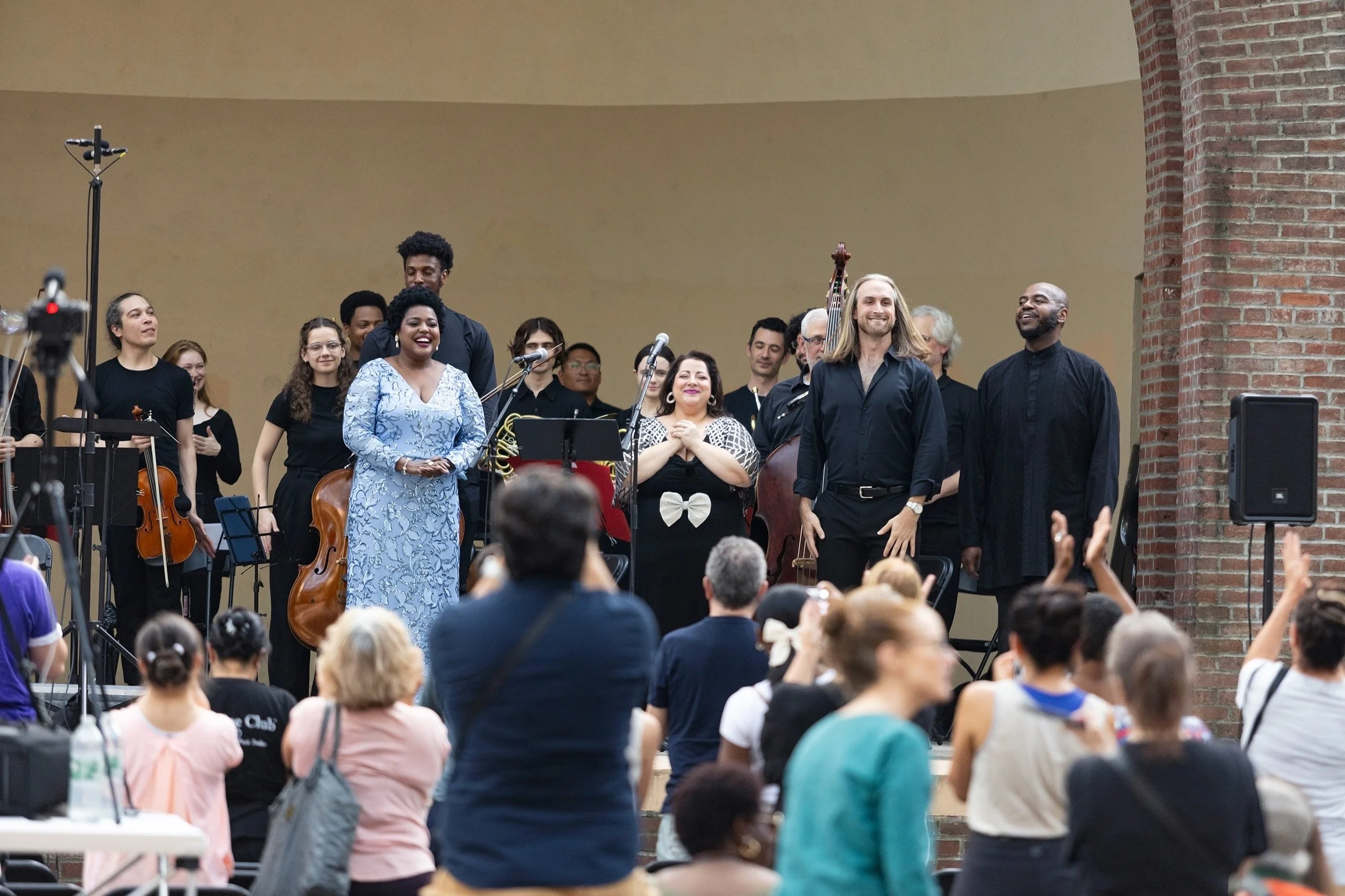 Audrey DuBois Harris, Michelle Trovato, Ganson Salmon, and Brian Major taking a company bow at Opera in the Park.