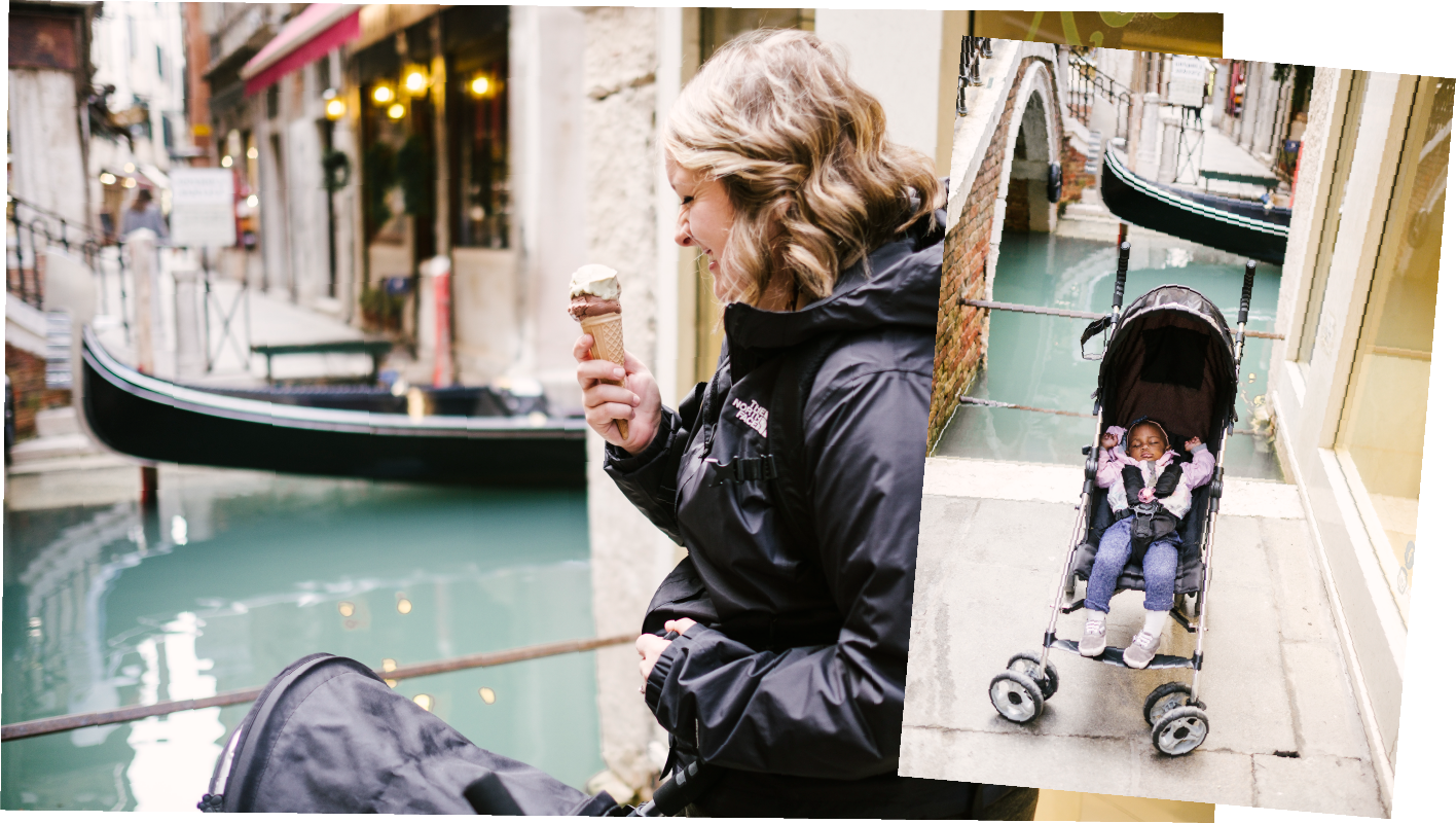 Probably on our 3rd gelato stop of the day… we kept laughing because Char slept through most of Venice!