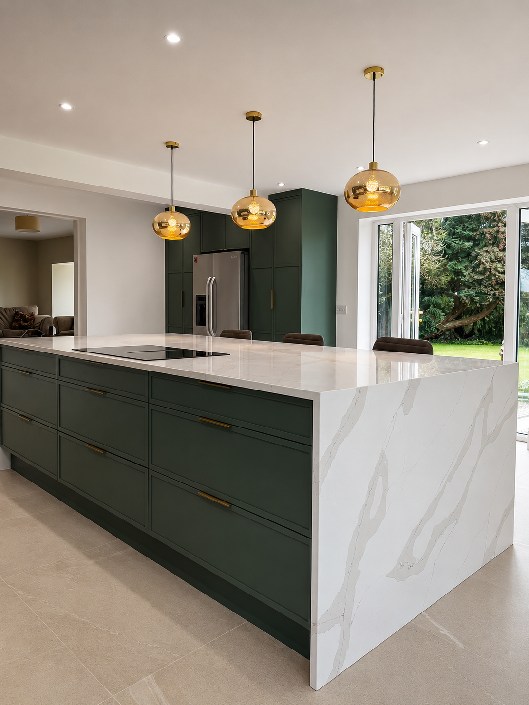 everfine-hilton-kitchen-waterfall-island-gold-glass-pendants.png