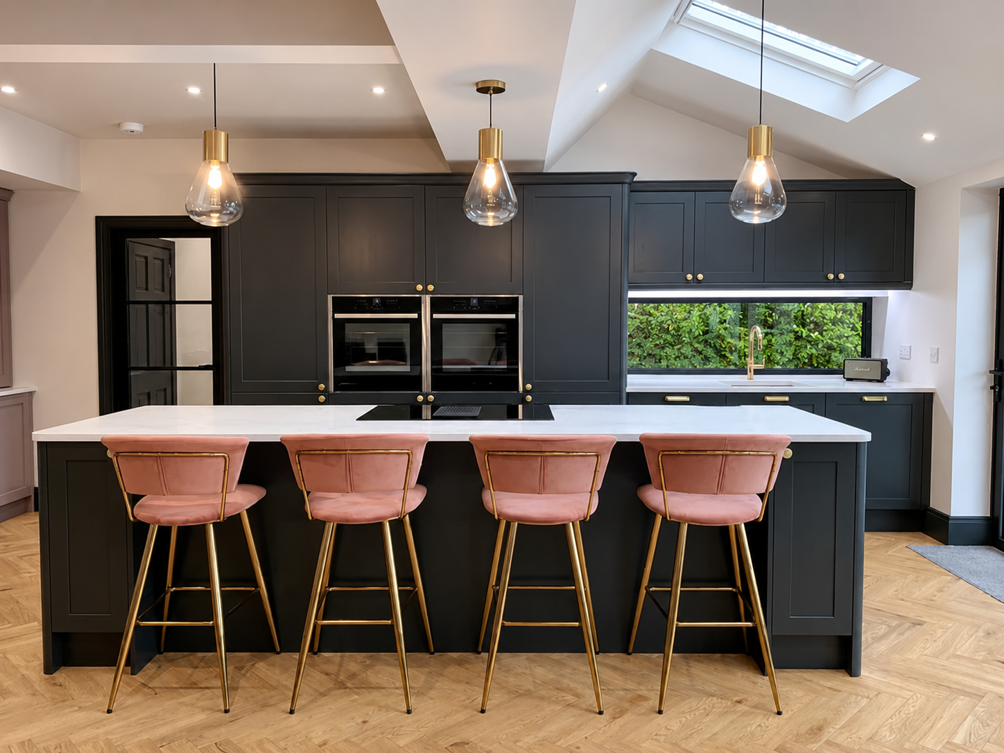everfine-caunce-kitchen-island-pink-velvet-stools-double-ovens.png