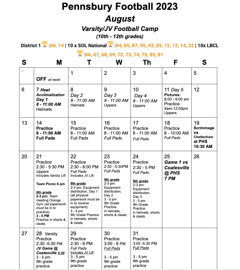 2023 Summer Schedule Pennsbury Falcons Football 2023-summer-schedule-pennsbury-falcons-football