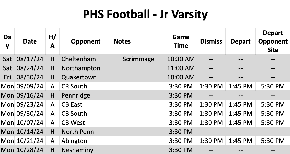 Pennsbury Schedule 2024 Pennsbury Schedule 2024