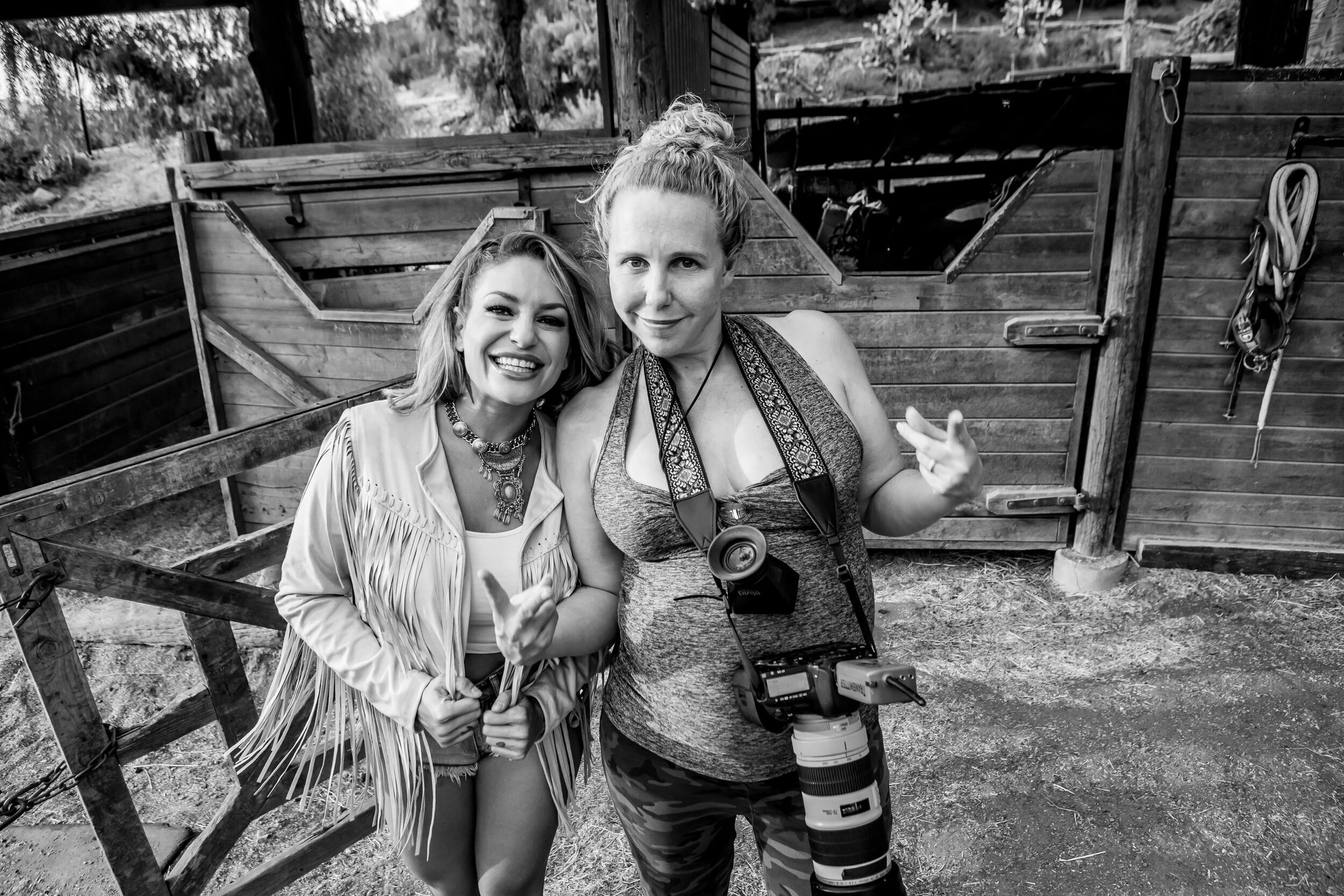 A fully pregnant holly still working like a mad woman, poses with Kissa Sins for a fun day of shooting and giggling on the ranch.  See full photoblog HERE.