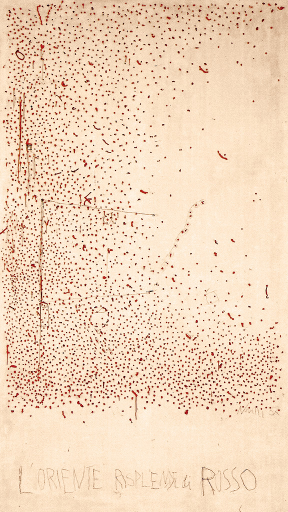 Gastone Novelli, L’Oriente risplende di rosso, 1967