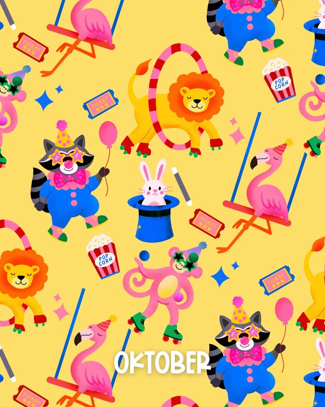 Warte, neuer Monat schon wieder? 🎟️😄😍 Hello Oktober und Hello neues Muster des Monats.

Dieser Monat steht bei mir ganz im Zeichen des Zirkus und der Animation. 🎪 

Daher ist mein Muster des Monats angelehnt an den Themen meines Live Webinars am 