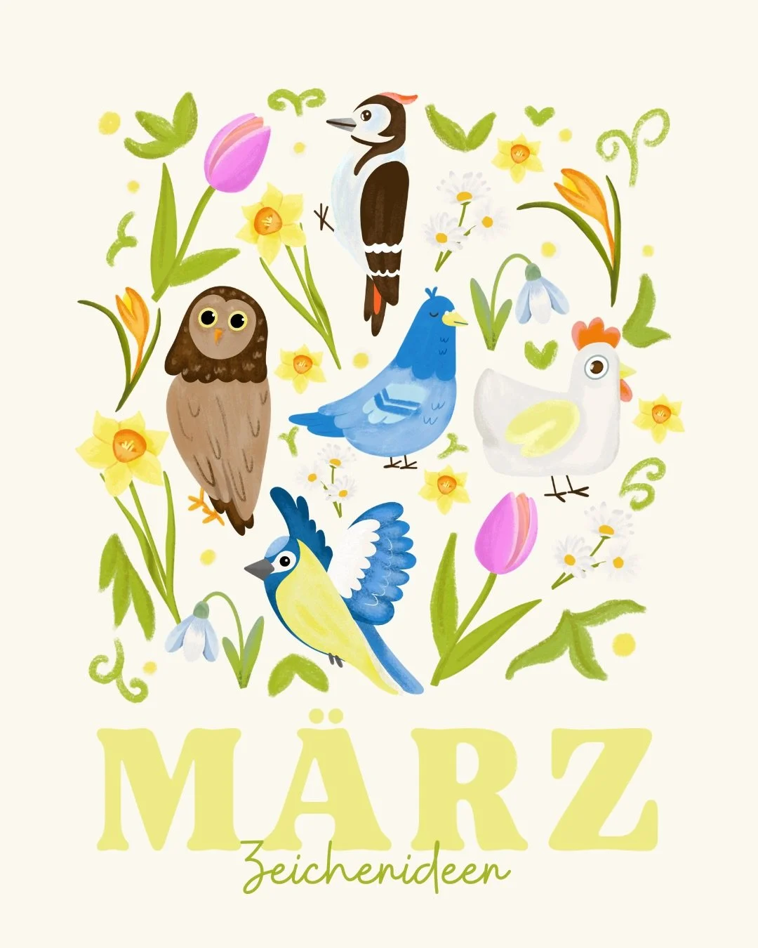 Yaaay, es ist wieder Zeit f&uuml;r unsere M&auml;rz-Zeichenrunde! 🐦🌸

Dieses Mal mit einem klaren, liebevollen Rahmen:
Wir widmen uns im ganzen M&auml;rz dem Thema Birds &amp; Flowers und jede Woche entsteht ein neues Motiv. ☺️

Wir starten morgen 