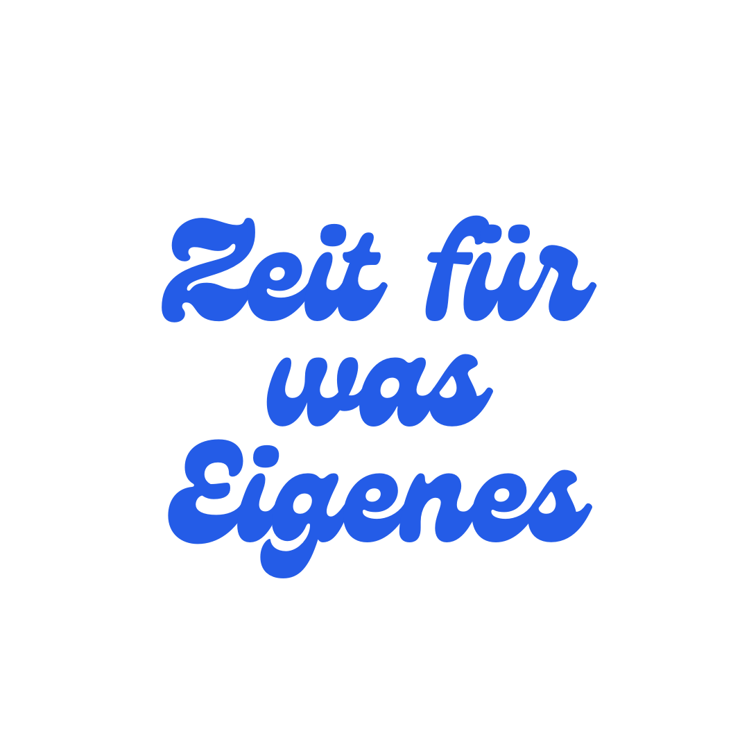 Satz in deutscher Sprache, in blauer Schrift auf schwarzem Hintergrund: 'Zeit für was Eigenes', mit weißen Kreisen und dem Text 'WREATIVE BUSINESS' und 'MASTERCLASS BUNDLE'.