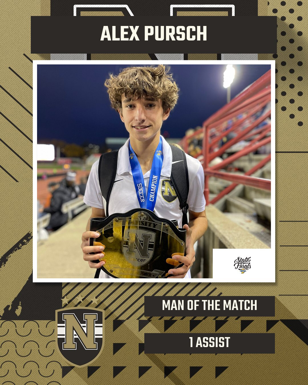 Alex Pursch is the final Man of the Match for the season for the State Championship win against Cathedral! Alex had an assist in the first goal for the Millers!
Alex's Favorite Pro Soccer Team: Liverpool
Alex's Favorite High School Soccer Memory: &qu
