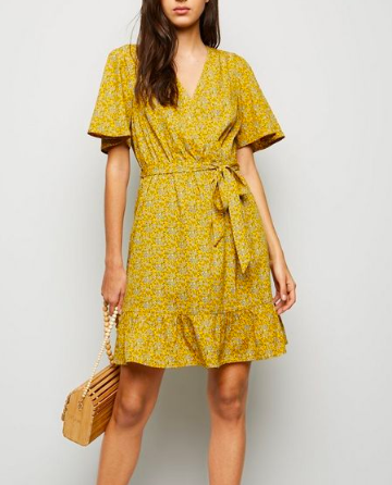 Copy of Mustard Ditsy Floral Wrap Front Dress from New Look