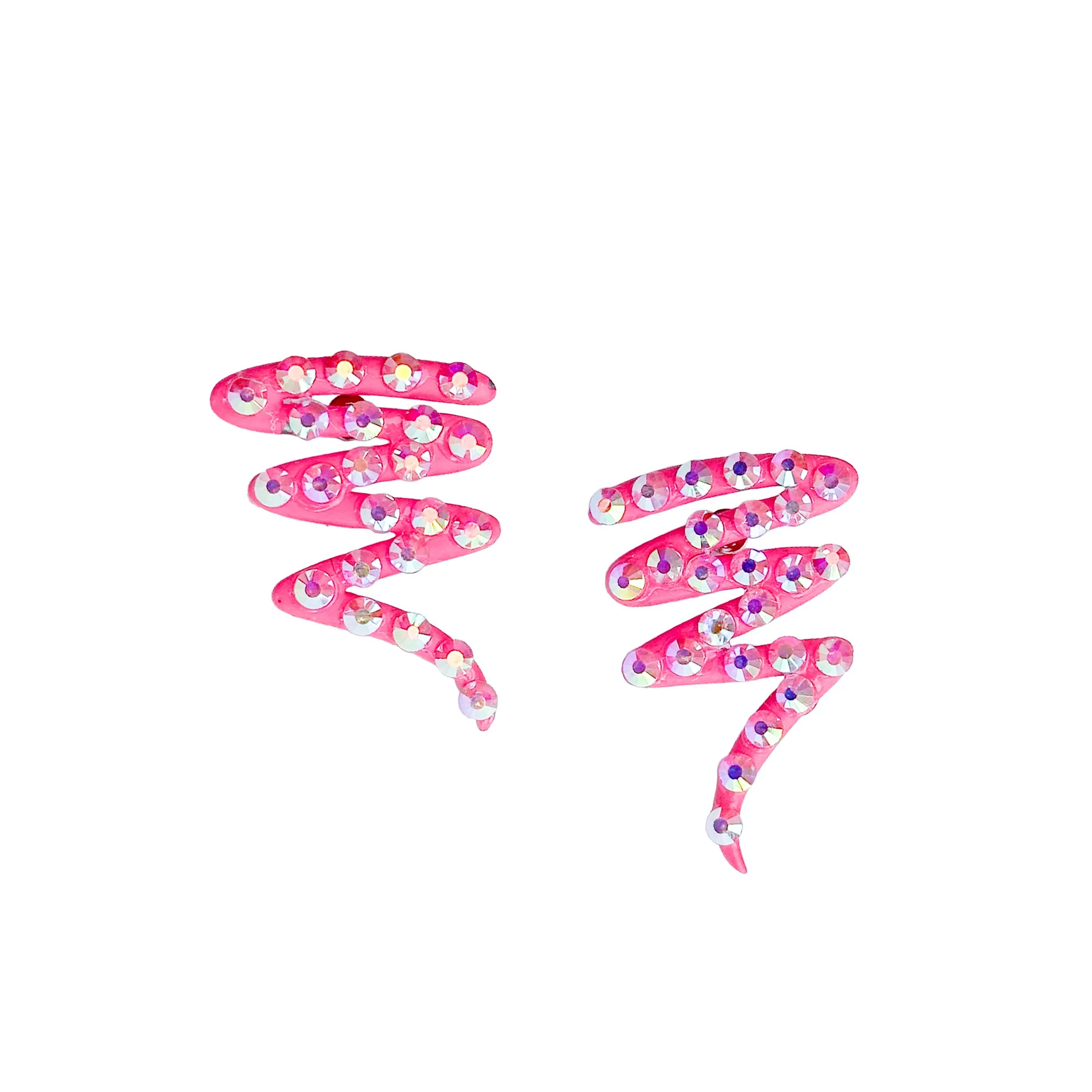 Earring 30: Hot pink squiggle sparkle earring