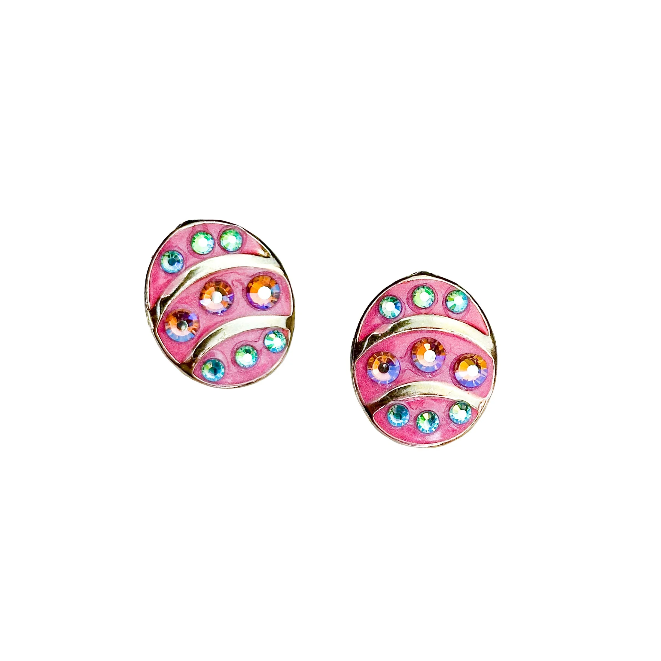 Earring 16: Oval opal pink sparkle earring