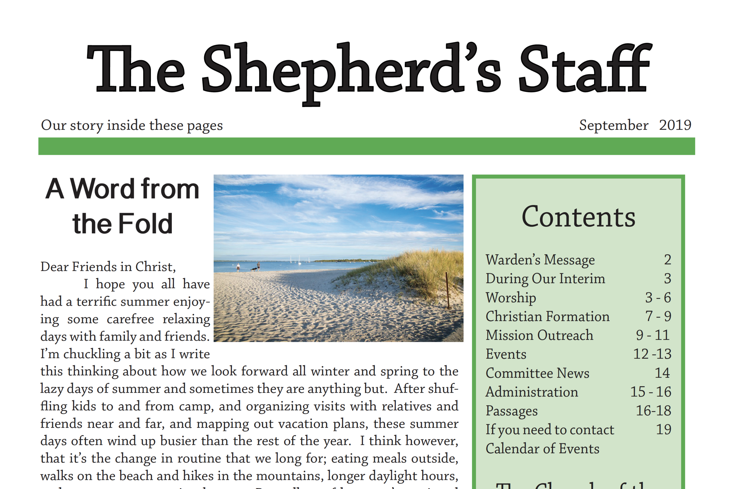The newest issue of the Shepherd's Staff!