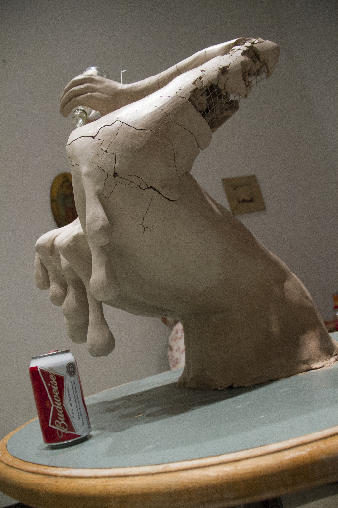 Chugg(ing) was a four day solo show at the Media Gallery at Emily Carr. This instillation was a mash up of traditional sculpture, booze and museological archives of native culture. The floor was sticky with Pilsner and Budwieser, and the air was heavy with the smells associated with the setting.
