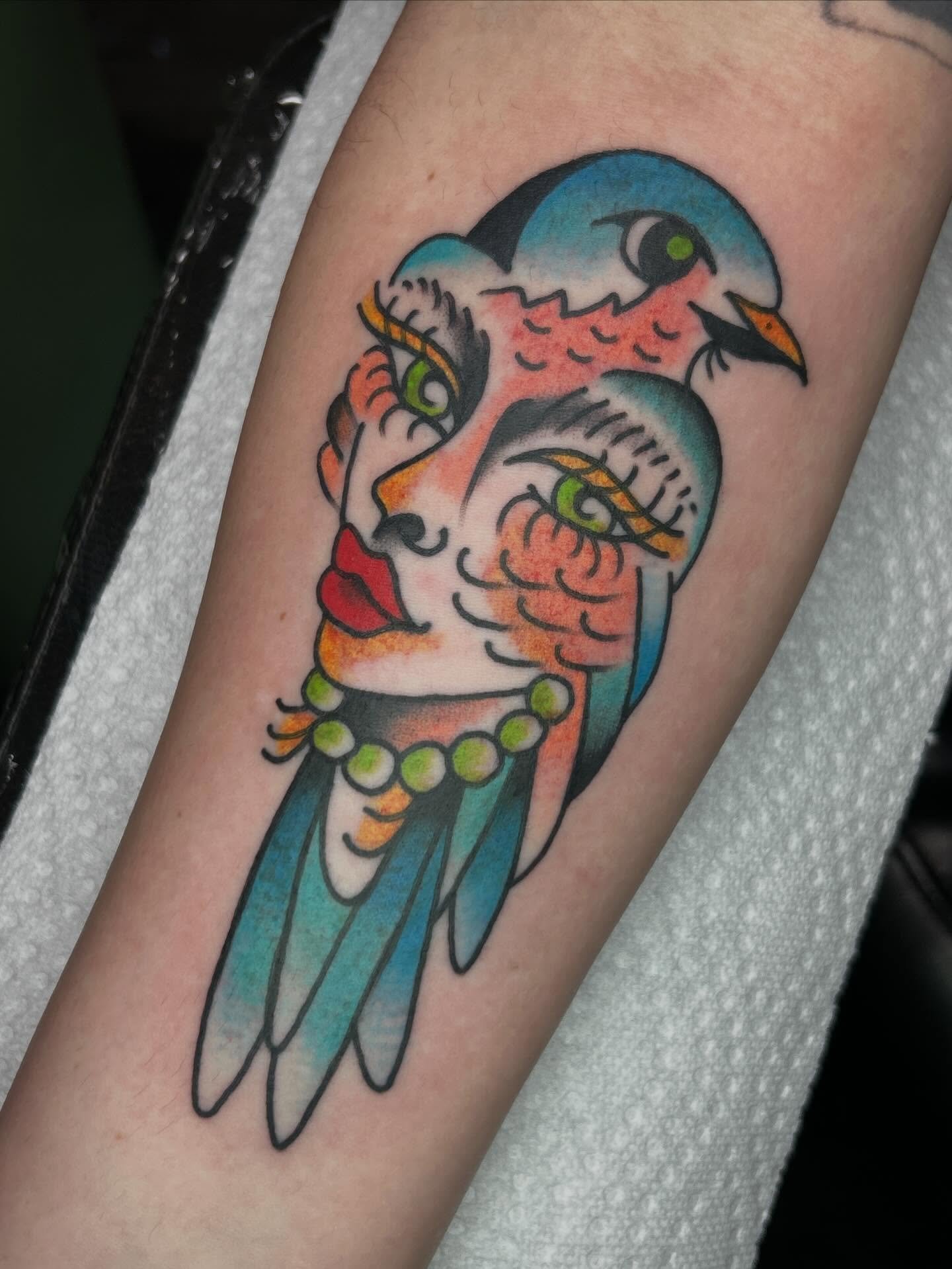 Sick lady bird done by @kikikonotattoo 
.
#waywardtattoos #uwmadison #madison #madisonwi #wisconsin