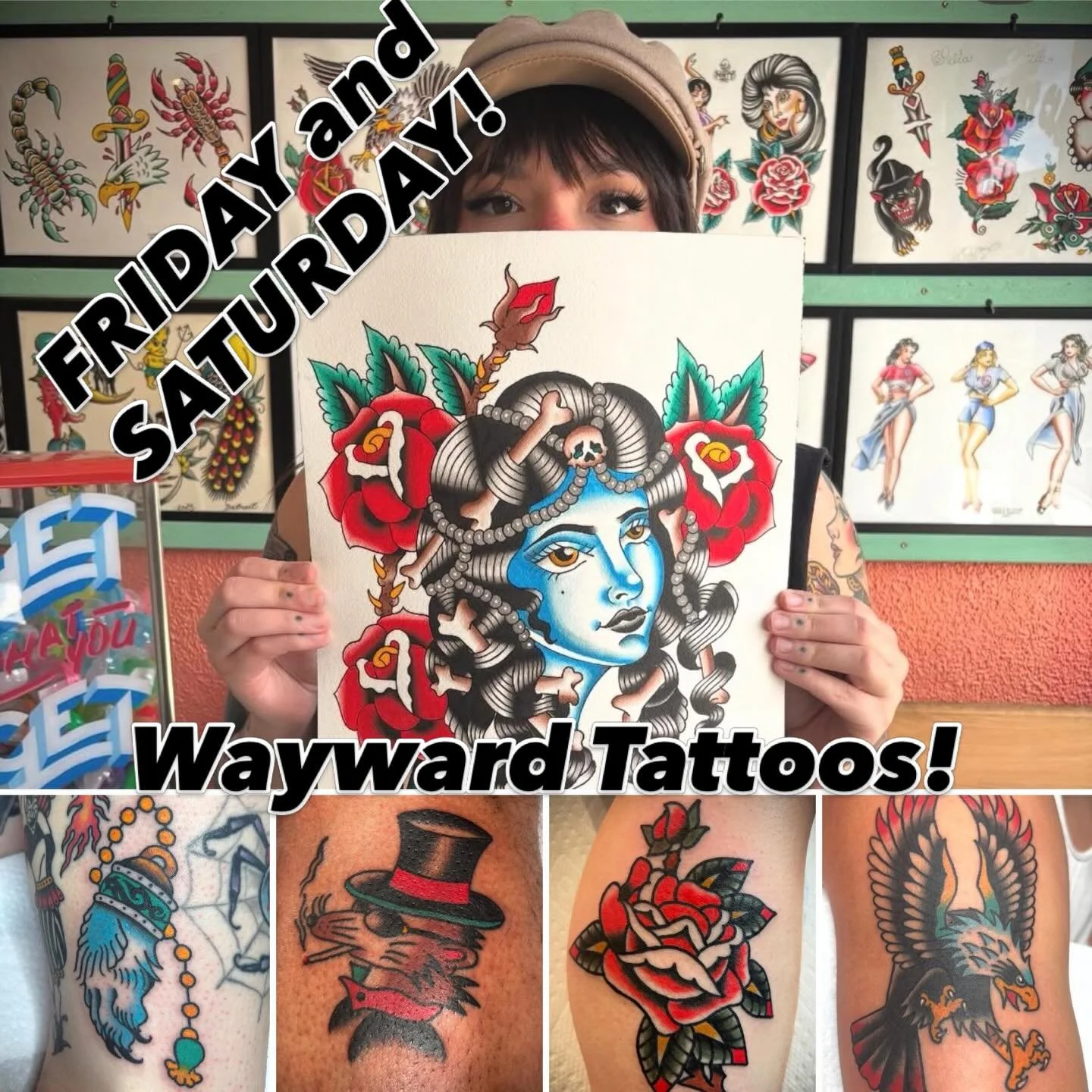 Tomororw and Saturday we have @delia.raga in the shop from Chicago! Come on down and get tattooed by her!
.
#waywardtattoos #uwmadison #guestartist #wisconsin #wisconsintattooartist