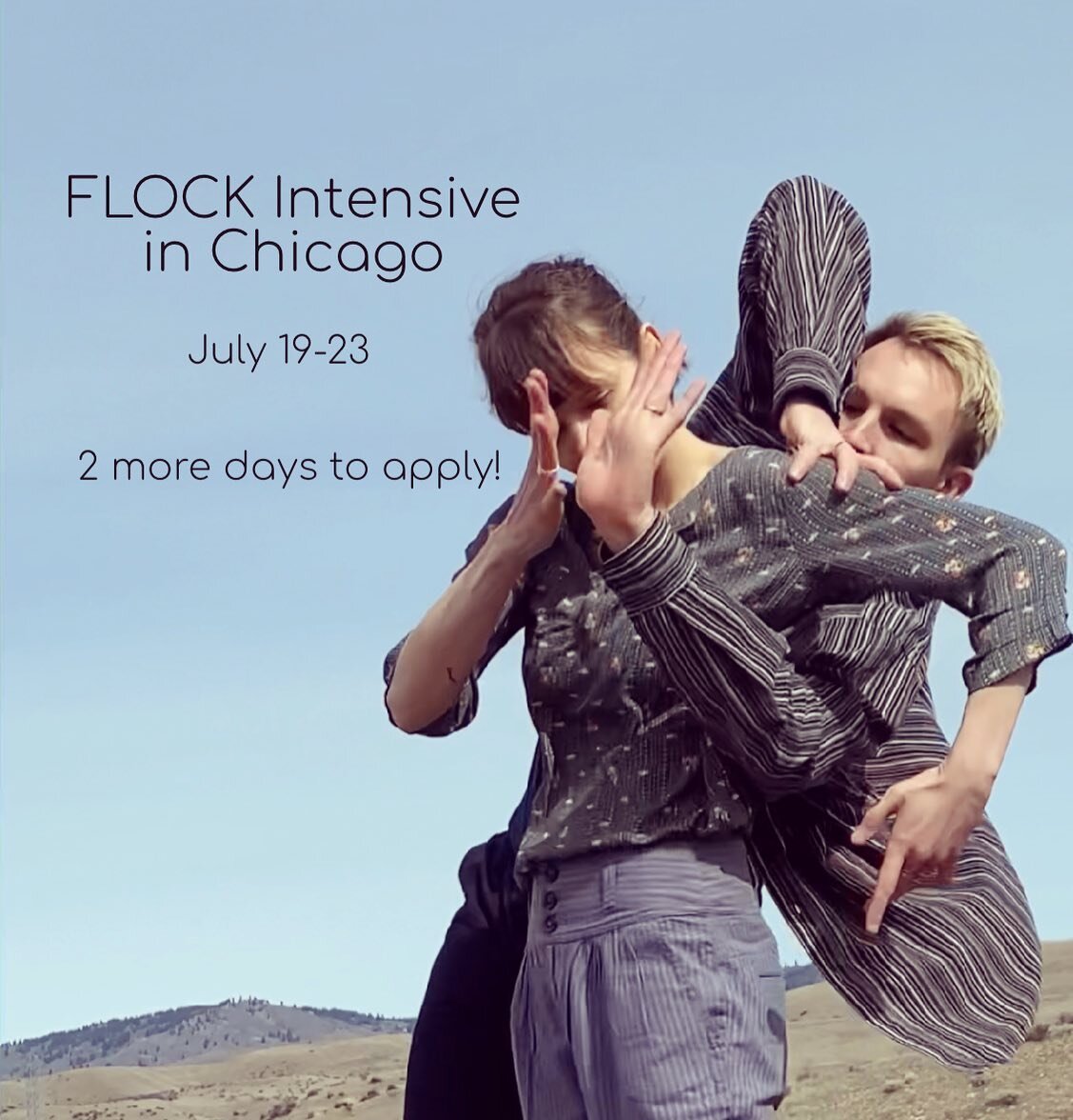 2 MORE DAYS TO APPLY! Non-binary partnering, discussion, rep, and creation with FLOCK 🤍 Early bird rate of $650 for 6 hrs a day Tuesday-Saturday July 19th-23rd at the @therootedspace! More info through link in bio!