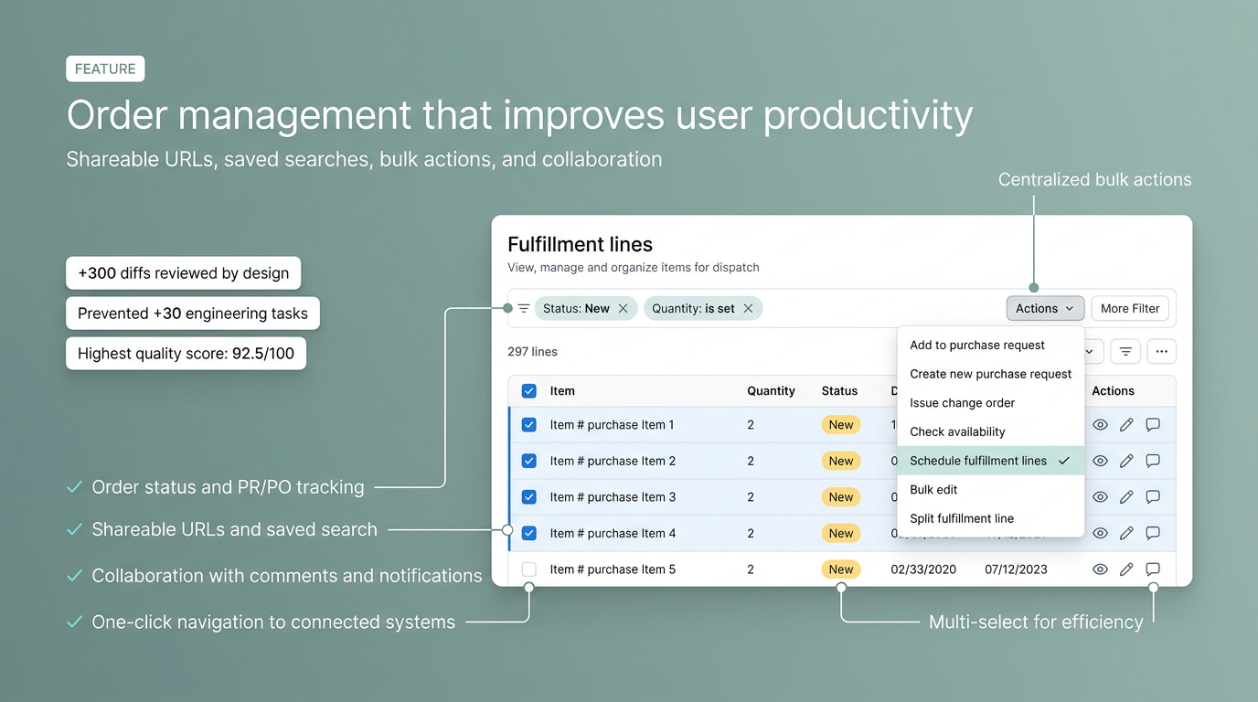 Order management that improves user productivity