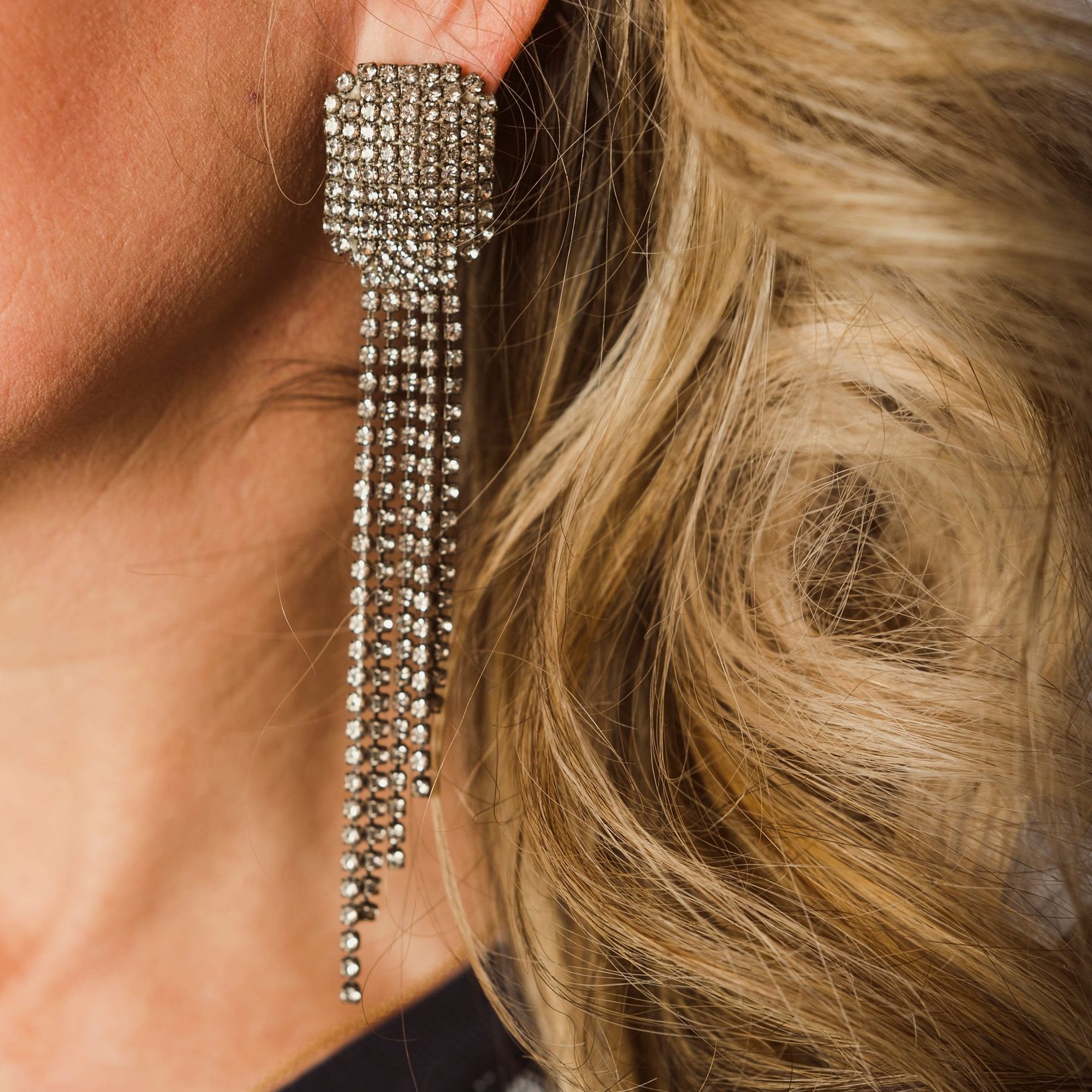 Diamond dangle earrings.
