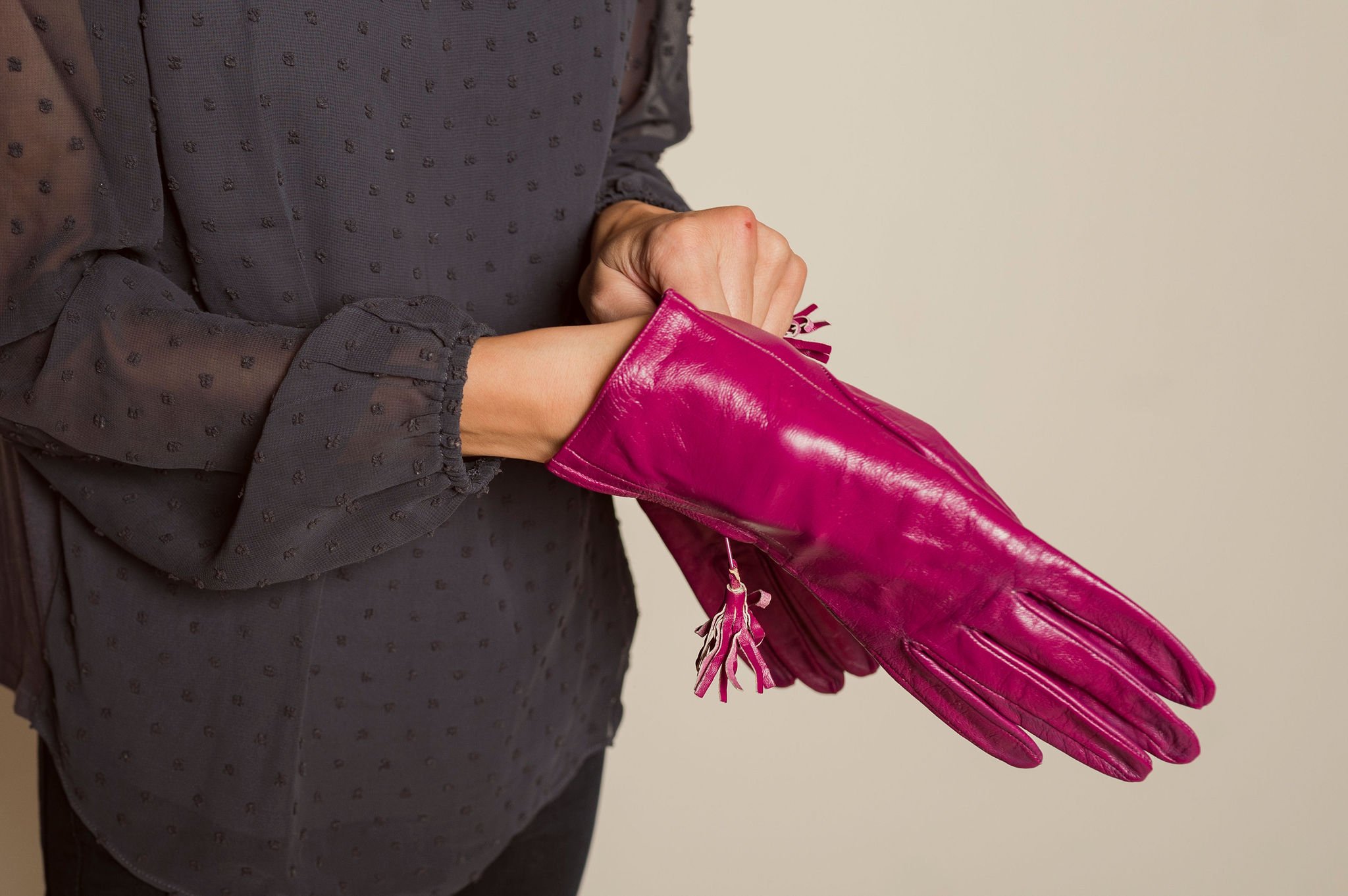 Fuchsia Leather Gloves