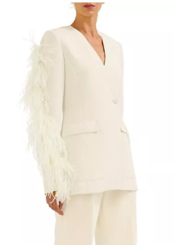 Lapointe collarless blazer with feather sleeves (Copy)