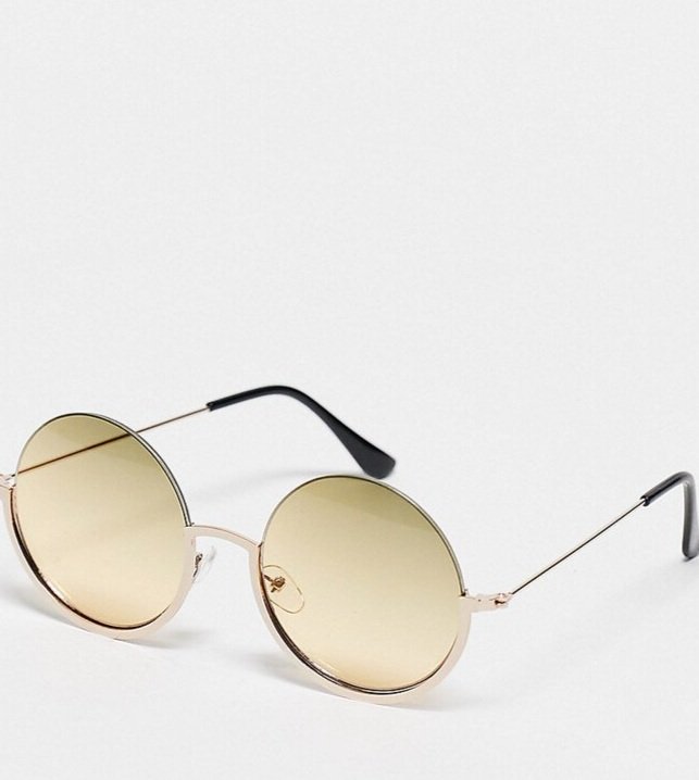 Gold mirrored round sunglasses