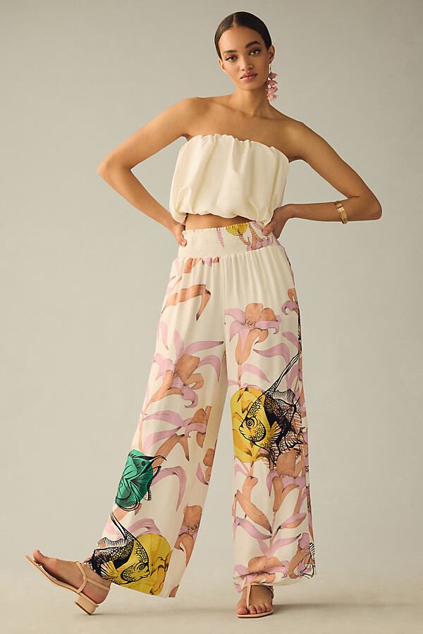 Printed wide leg pant