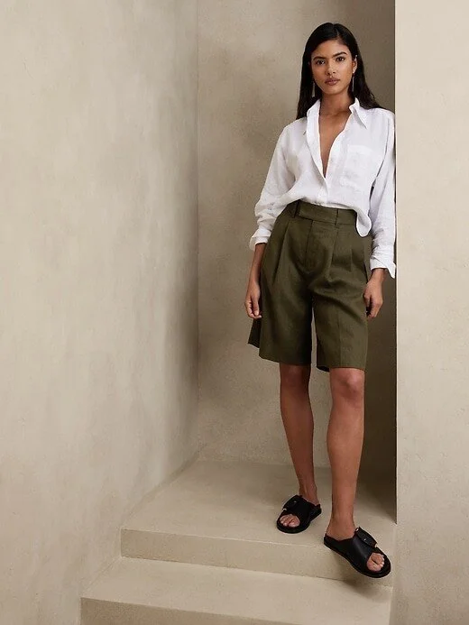 Olive Bermuda Shorts for women