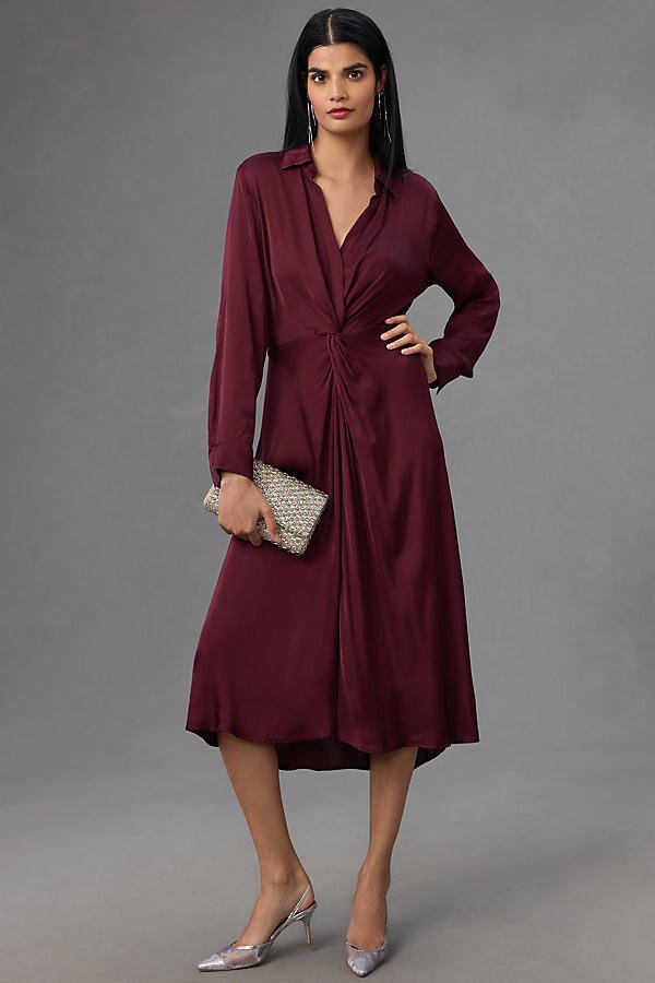  Merlot twist front dress 