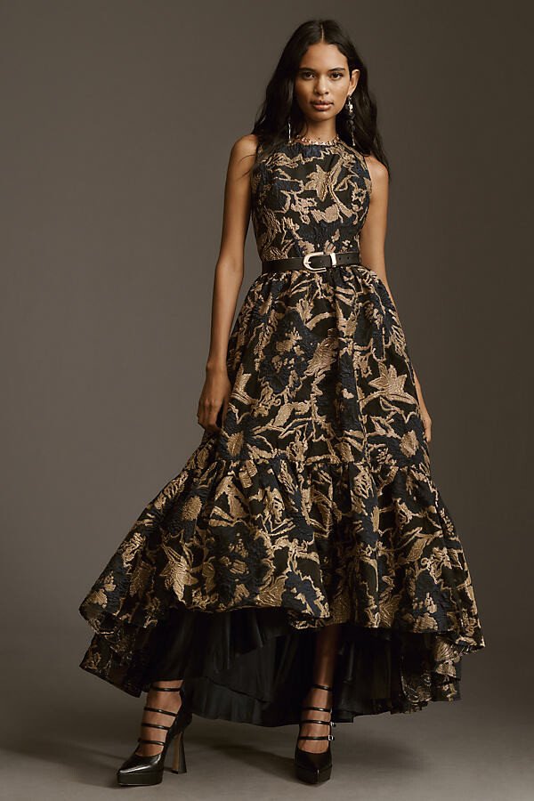  Brocade ruffle dress 