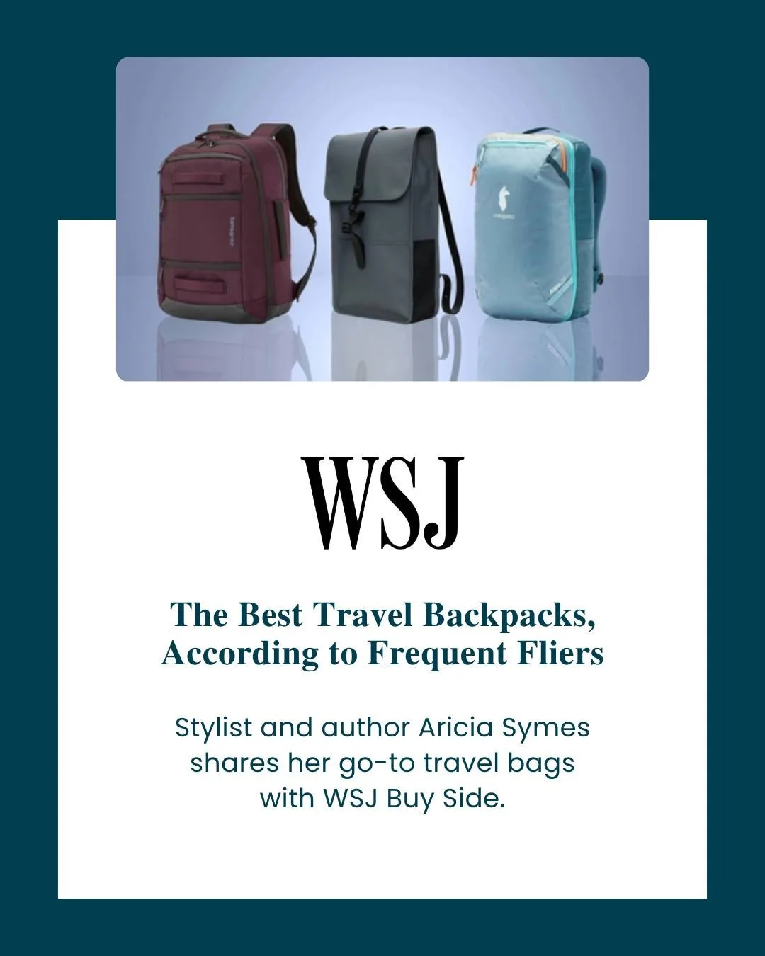 Style and function can coexist&mdash;even at 30,000 feet. ✈️ @ariciasymes shared her favorite travel backpacks with @buysidewsj: pieces that keep life organized and chic from airport to arrival.

Read the feature via the link in @unfoldid bio.