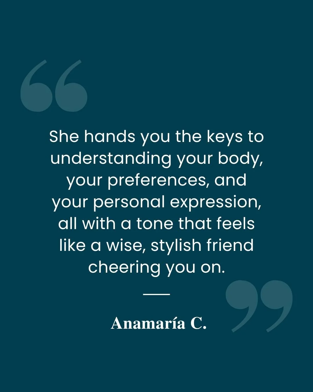 Style becomes easier when you feel understood. Not just what you wear&mdash;but why it works for you.

Being guided with care, clarity, and encouragement changes everything.