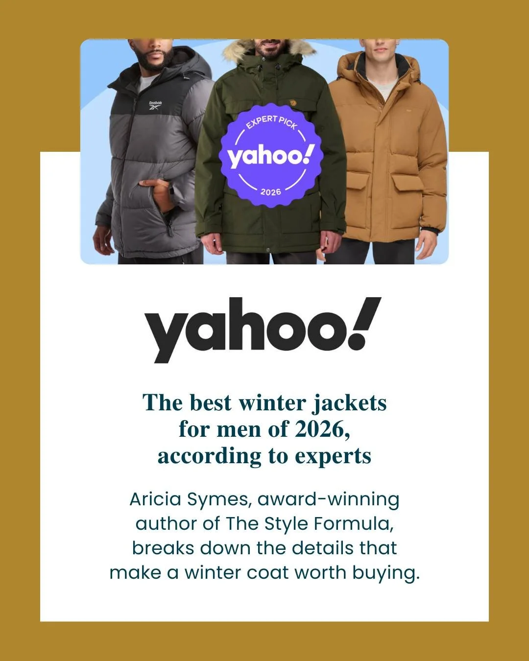 Winter jacket shopping &ne; just picking the warmest-looking coat.

@ariciasymes was quoted in @yahoo Shopping&rsquo;s guide to the best winter jackets for men of 2026, sharing what actually makes a jacket work&mdash;how fabric, construction, insulat