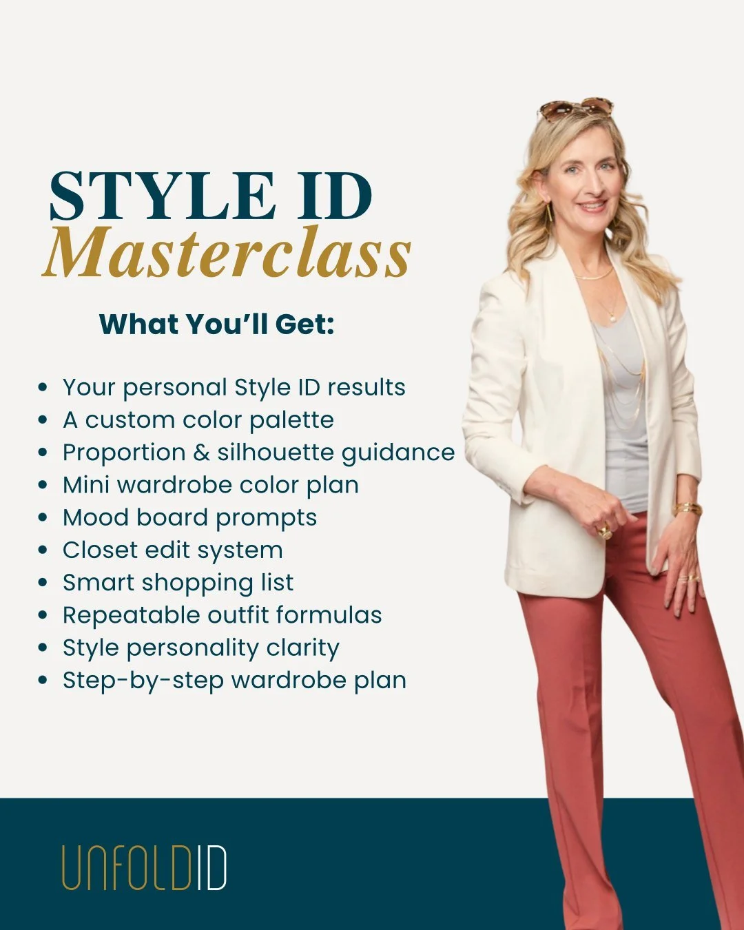 Stop guessing and start dressing with confidence&mdash; 

When you enroll in the Style ID Master Course, you&rsquo;ll discover your personal Style ID, get your custom color palette, proportion guidance, and a step-by-step wardrobe plan that actually 