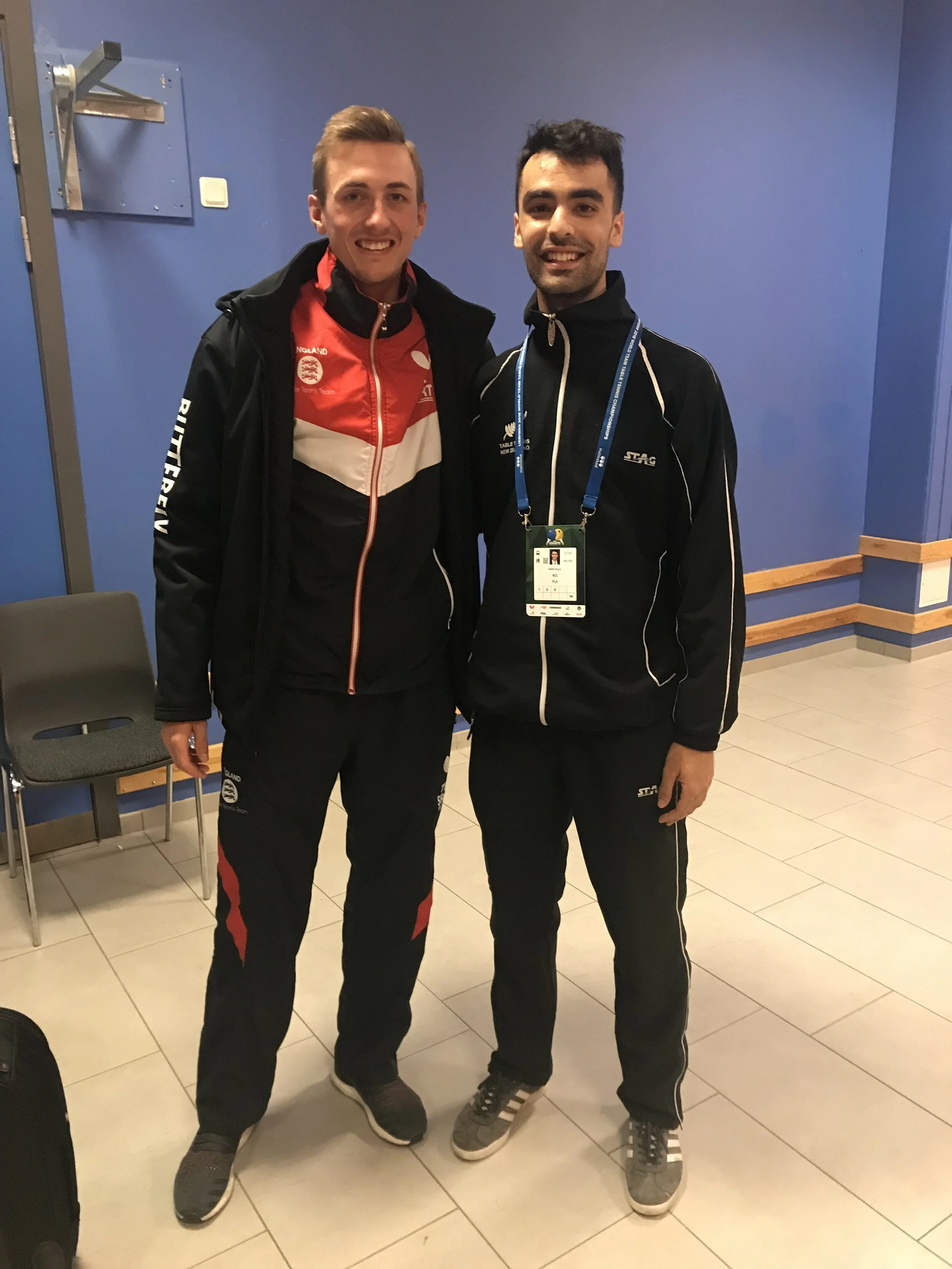 A photo of Dinyar Irani (NZL) and Liam Pitchford (ENGLAND)
