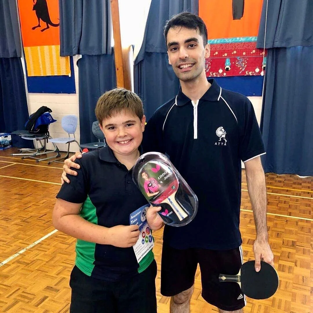 Dinyar Irani with a lucky Pasadena Intermediate School student