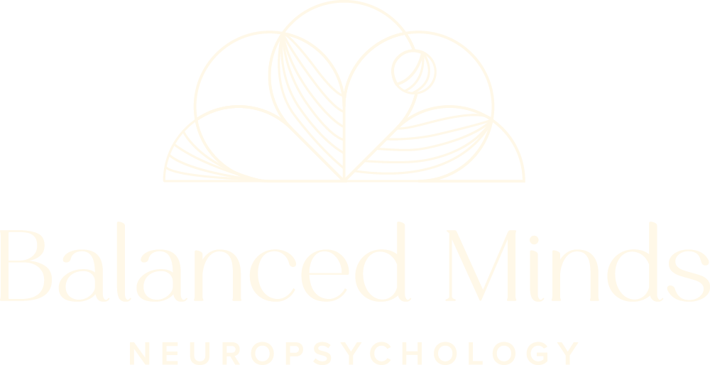 White logo icon with Balanced Minds Neuropsychology