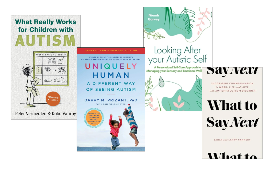 Book covers for recommended resources on autism