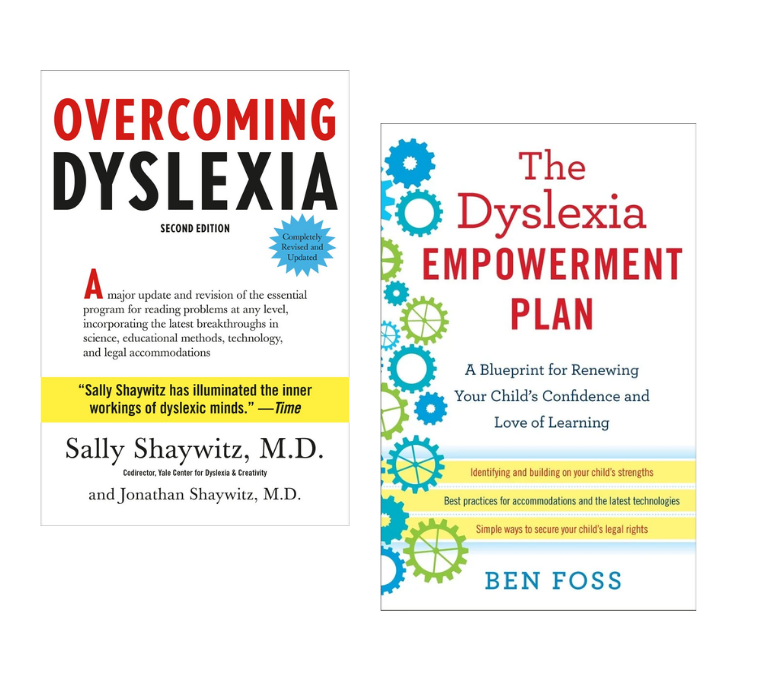Book covers for recommended resources on dyslexia